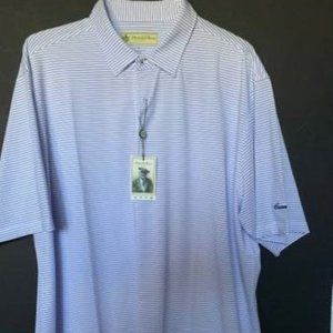 NWT Men's Donald Ross Sportswear Royal Blue/White Striped Polo Shirt XL